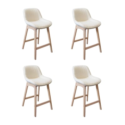 Lot de chaises d'îlot et bar en chêne et assise tissu bouclette 65cm MILK MOB IN