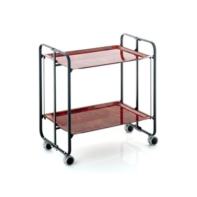 Table roulante pliante BAUHAUS, 2 plateaux, châssis noir DON HIERRO