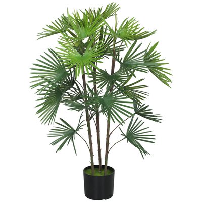 Palmier artificiel H.90cm 3 pieds 24 feuilles pot inclus HOMCOM