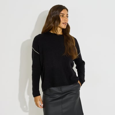 Pull ample col rond strass GRAIN DE MALICE