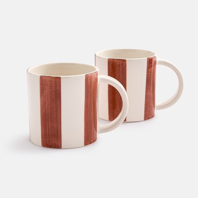 Lot de 2 mugs rayés, en faïence, JAOMA LA REDOUTE INTERIEURS