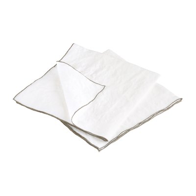 Lot de 2 serviettes de table en lin lavé, AUTOUR DU LIN BLANC CERISE