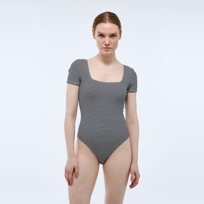 Body manches courtes rayé en viscose mélangé MONOPRIX