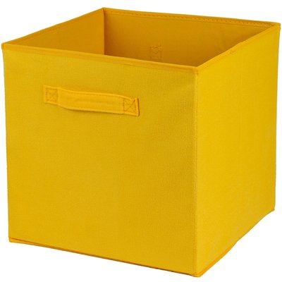 Boîte de rangement cube en velours côtelé jaune 31x31x31cm WADIGA