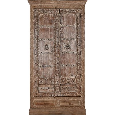 Armoire vitrine en teck naturel finition artisanale élégante RECOLLECTION