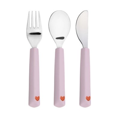 Couverts en silicone 3 pcs Happy Rascals Cœur lavande LASSIG