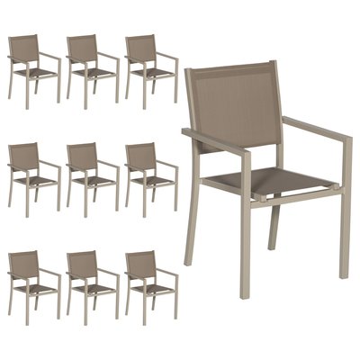 Chaises en aluminium et textilène, lot de 10 HAPPY GARDEN