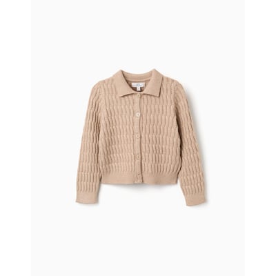 Cardigan en maille torsadée et ajourée ZIPPY