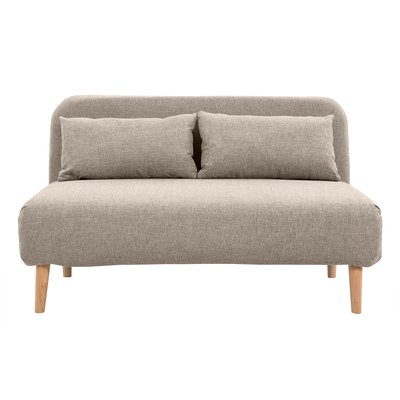 Chauffeuse 2 places convertible en tissu effet velours texturé terracotta et bois clair AMIKO MILIBOO
