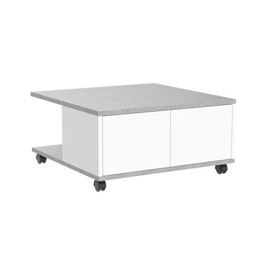 Table Basse sur Roulettes 2 Tiroirs 2 Niches L70 cm - Twin CALICOSY