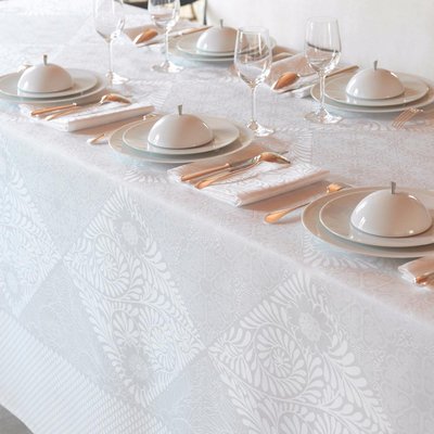 Set en Coton/Lin, BOSPHORE BLANC LE JACQUARD FRANCAIS