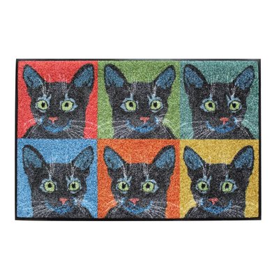 Tapis decor caoutchouc & nylon CHATS POP ART GARNIER-THIEBAUT