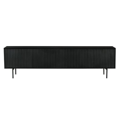 Meuble TV bois noir 4 portes rainurées 210 cm CORTINA PIER IMPORT