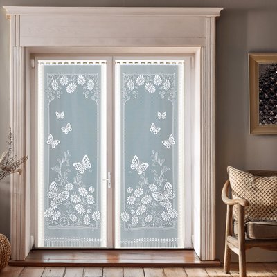 Paire de vitrages frangés et dentellés papillons HOME MAISON
