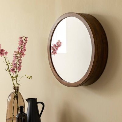 Miroir avec étagères en bois de manguier foncé  REMICK MADE IN MEUBLES 