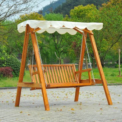 Balancelle de jardin 2 places bois crème HOMCOM