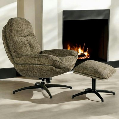 Fauteuil détente pivotant kaki avec repose pieds IENA PIER IMPORT