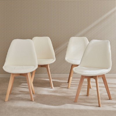 Chaise scandinave boide hêtre et bouclette (lot de 4) NILS SWEEEK