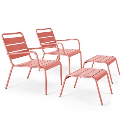 Lot de 2 fauteuils bas relax avec repose-pieds, PALAVAS OVIALA