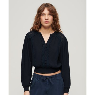 Blouse smockée à manches longues et finitions dentelle SUPERDRY