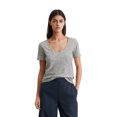 T-shirt à rayures régulières en Organic Cotton Slub Jersey MARC O'POLO