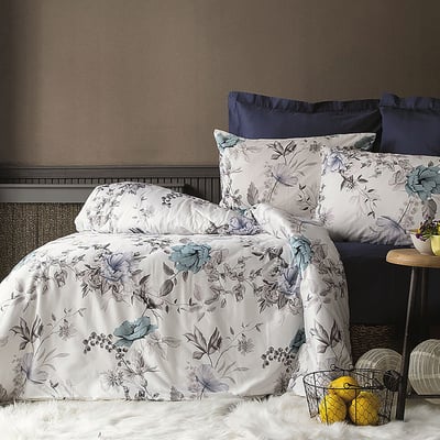 Parure Housse de couette 3 pcs 240x220 cm 100% satin de coton 82 fils imprimé."Laterna" C DESIGN HOME TEXTILE