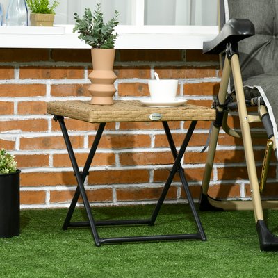 Table basse pliable de jardin résine tressée OUTSUNNY