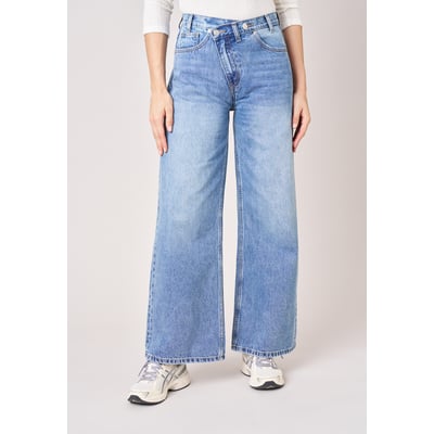 Jean bleu clair délavé wide leg femme IRIS DEELUXE
