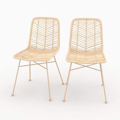 Lot de 2 chaises en rotin et pieds en métal - TAMARA RENDEZ-VOUS DÉCO