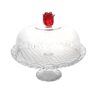Cloche sur pied Rose en verre 30 cm TABLE PASSION