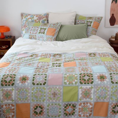 Housse de couette réversible pur coton MELI MELO CARRE BLANC