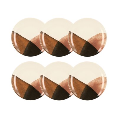 Lot de 6 assiettes à dessert en grès 19cm, GAIA NOVASTYL