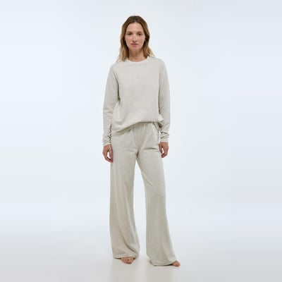 Pantalon uni en coton et modal MONOPRIX