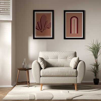 Ada Scandi Buttoned Soft Woven Snuggle Chair with Light Wood Legs SO'HOME