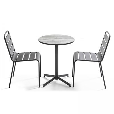 Table de jardin et 2 chaises en métal, TIVOLI OVIALA