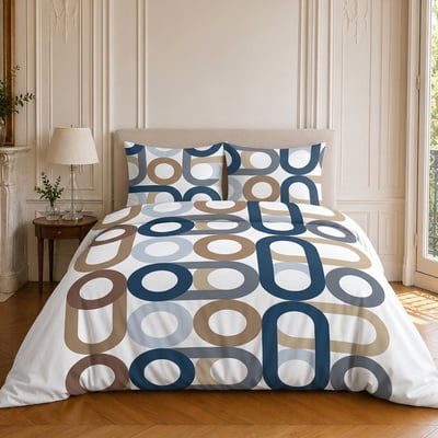 Parure de lit en coton motif géométrique, DAIKO C DESIGN HOME TEXTILE