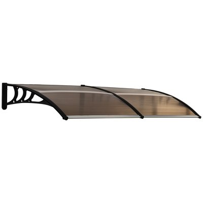 Auvent marquise de porte voûté L. 1,95 m polycarbonate plastique noir OUTSUNNY