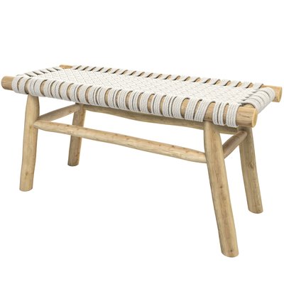 Banc 2 places 90 cm en macramé et branche de teck - KIRA RENDEZ-VOUS DÉCO