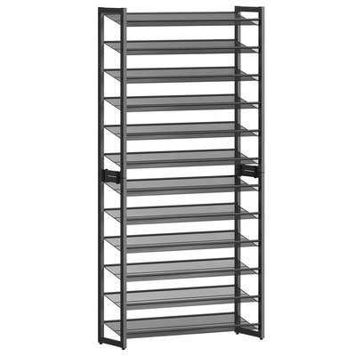 Etagère à chaussures 12 niveaux en métal noir - H221,4 cm CALICOSY
