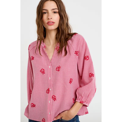 Blouse col v manches 3/4 broderie CACHE CACHE