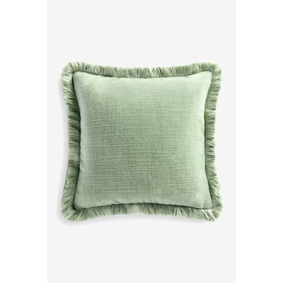 Coussin en chenille et velours à franges NEXT