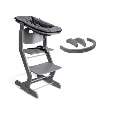 Chaise haute avec attache bébé et barreau de securité gris TISSI