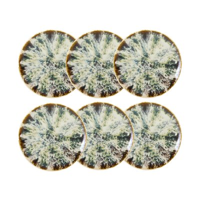 Lot de 6 assiettes à dessert abstraites en porcelaine 20cm, MAKA NOVASTYL