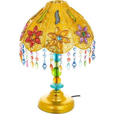 lampe de table métal  perles esprit bohème RECOLLECTION
