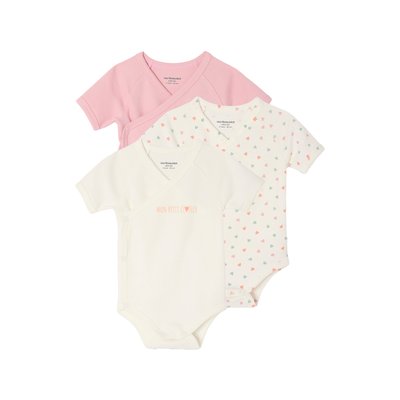 Lot de 3 bodies naissance manches courtes "mon petit cœur" VERTBAUDET