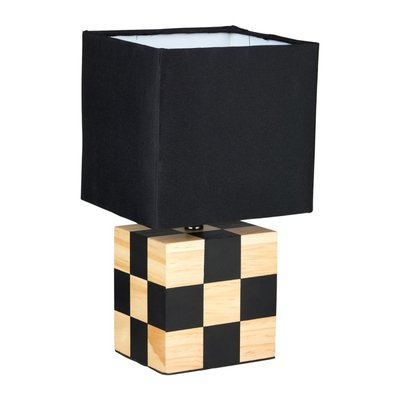 Lampe bois et tissu Damier DECORATIE
