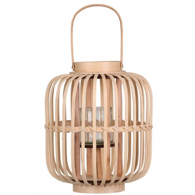 Lanterne en bambou et Verre - 24x24x29cm URBAN LIVING