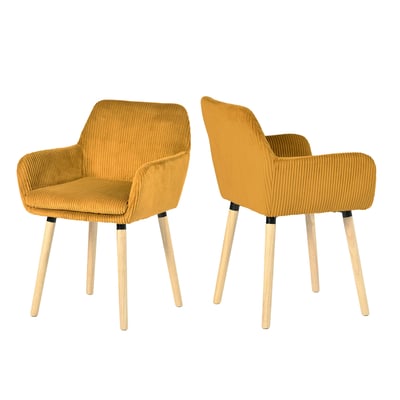 Lot de 2 chaises de salle à manger velours côtelé scandinave, ELIA MEUBLES COSY