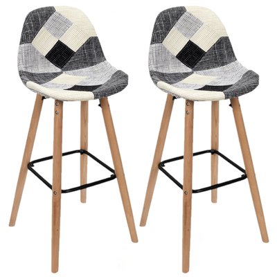 Lot de 2 Tabourets de bar Patchwork TOILINUX