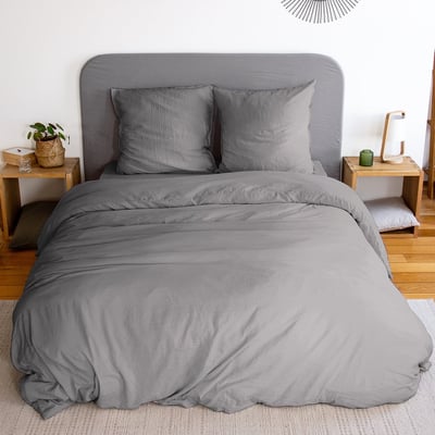 Parure housse de couette en microfibre lavée unie, AVY C DESIGN HOME TEXTILE